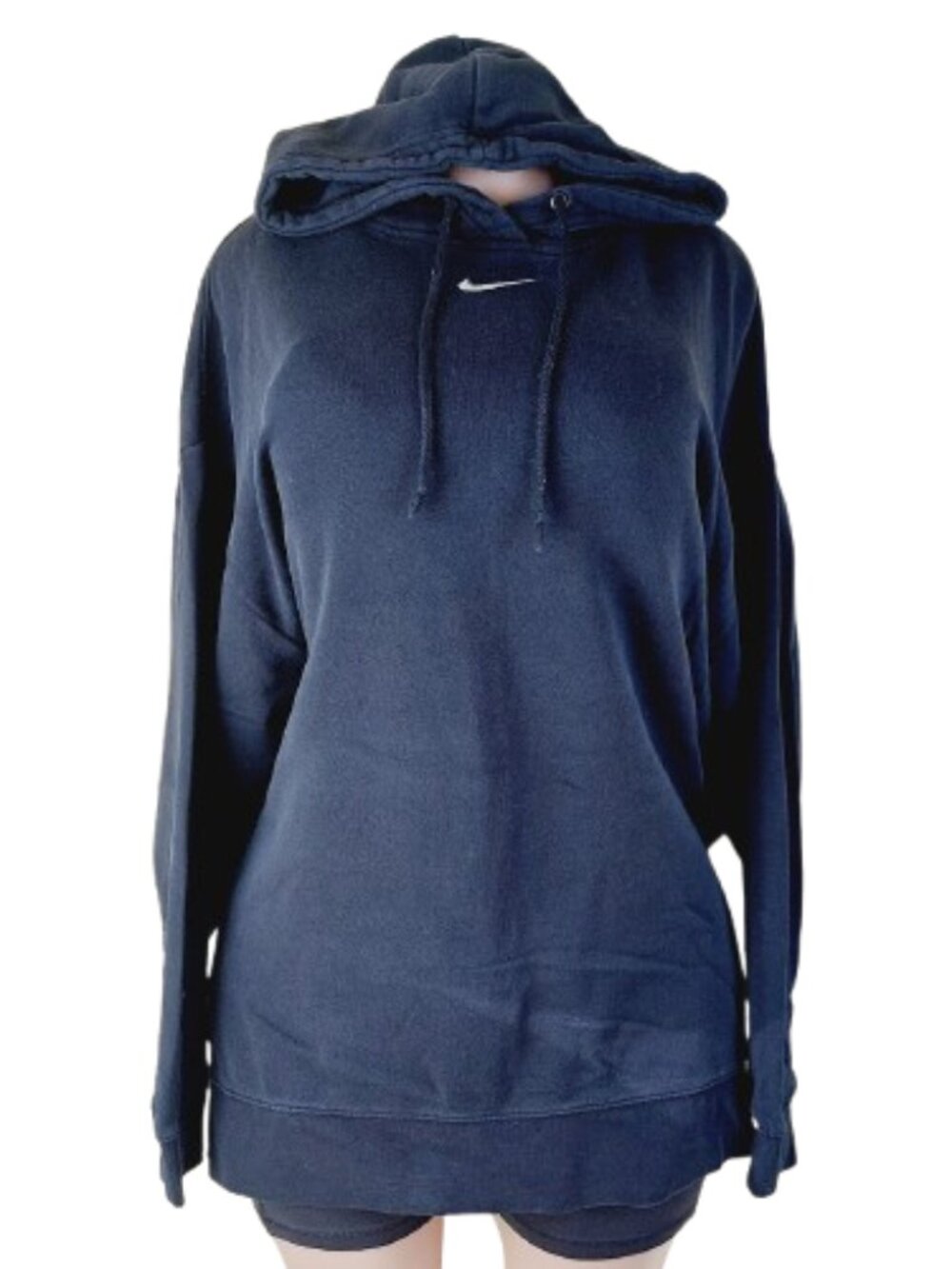 Nike Women's Black Long Sleeve Oversized Fit Side-Slit Pullover Hoodie Size L